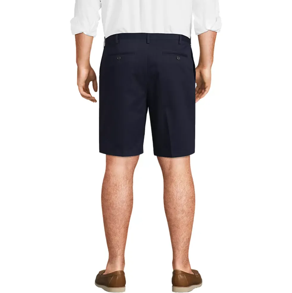 Men's No Iron 9" Comfort Waist Plain Front Chino Short