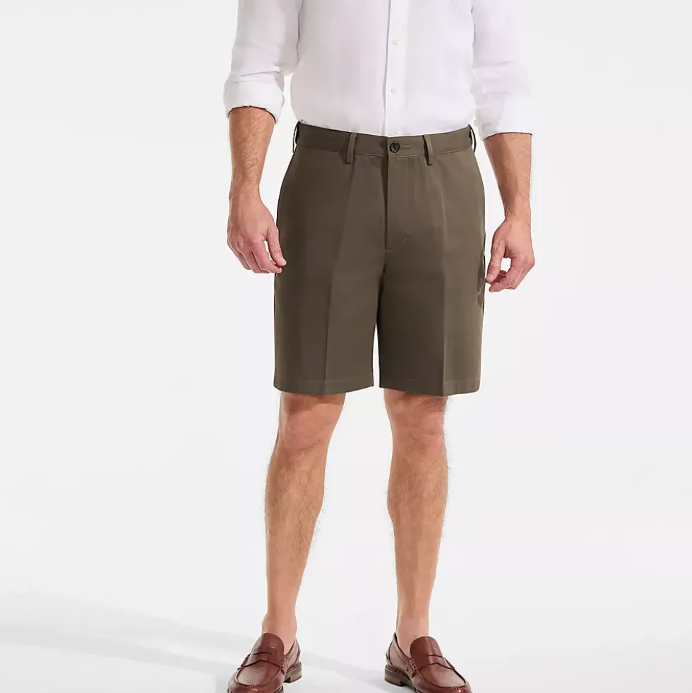 Men's No Iron 9" Comfort Waist Plain Front Chino Short
