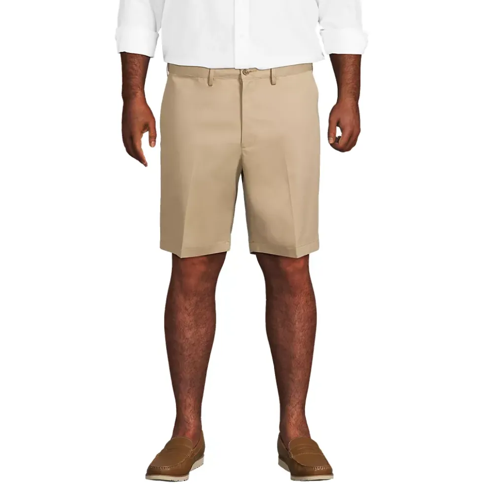 Men's No Iron 9" Comfort Waist Plain Front Chino Short