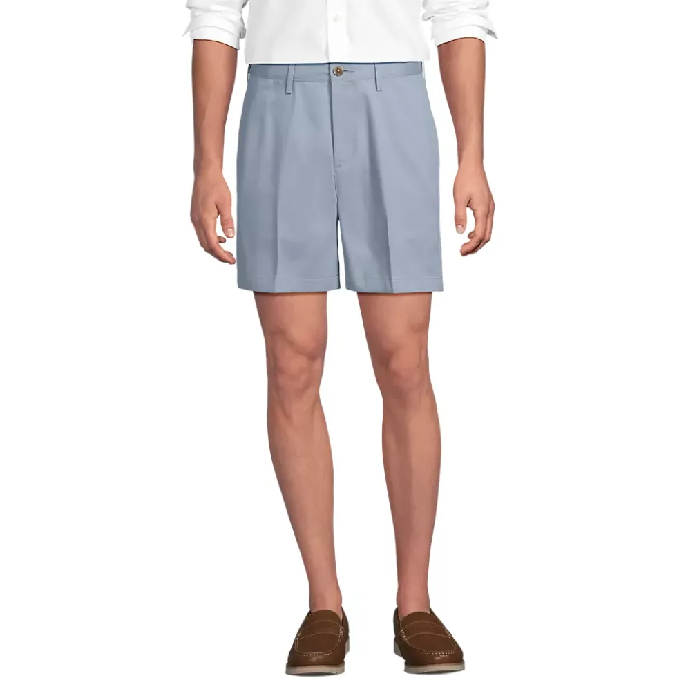 Men's No Iron 6" Comfort Waist Plain Front Chino Short