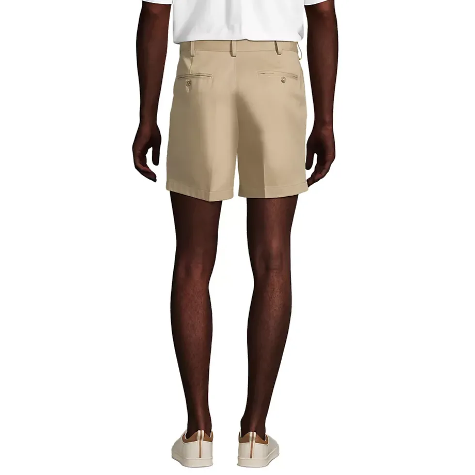 Men's No Iron 6" Comfort Waist Plain Front Chino Short