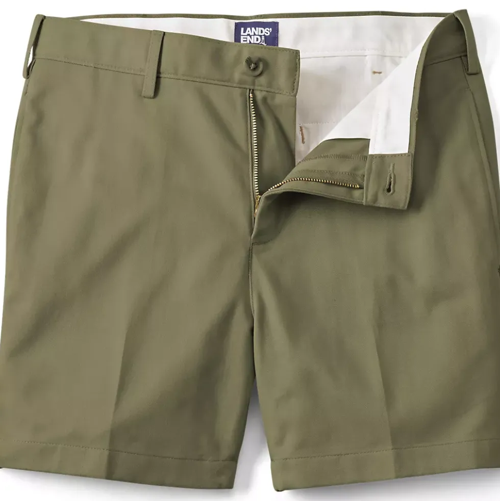 Men's No Iron 6" Comfort Waist Plain Front Chino Short