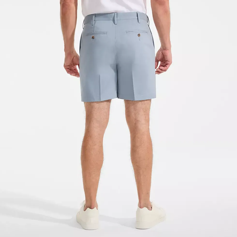 Men's No Iron 6" Comfort Waist Plain Front Chino Short