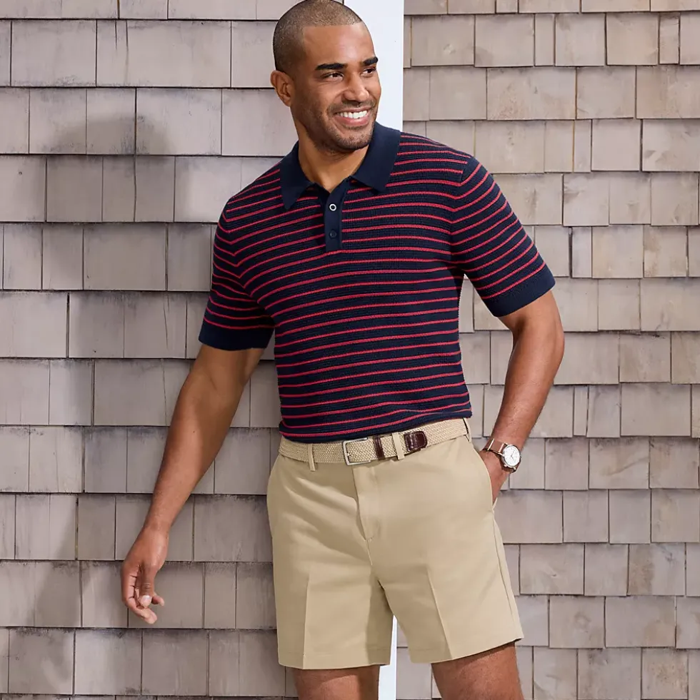 Men's No Iron 6" Comfort Waist Plain Front Chino Short
