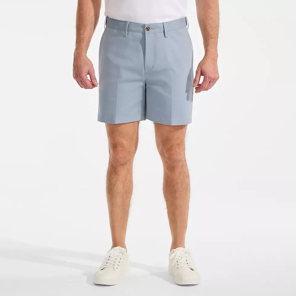 Men's No Iron 6" Comfort Waist Plain Front Chino Short