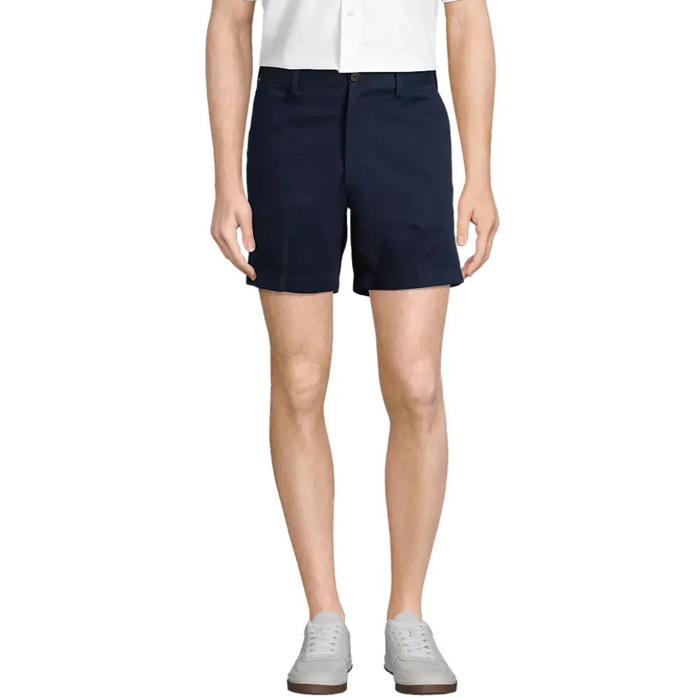 Men's No Iron 6" Comfort Waist Plain Front Chino Short
