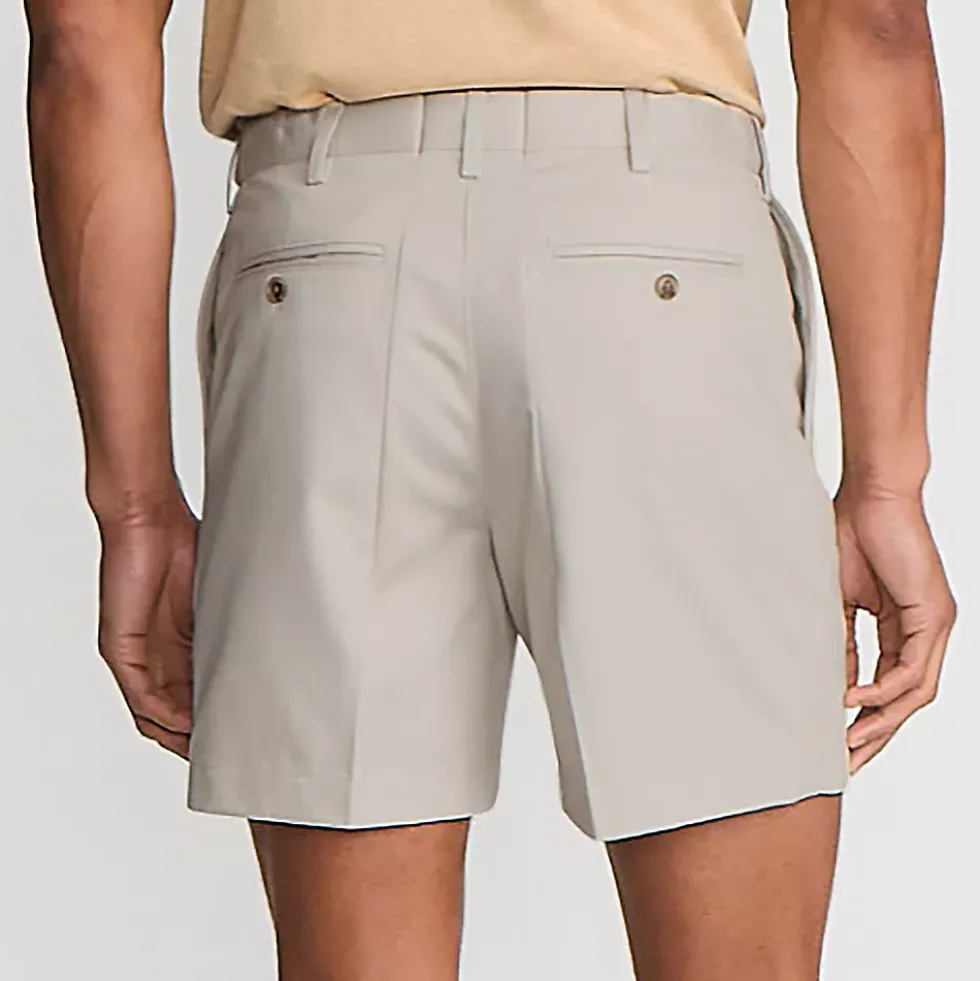 Men's No Iron 6" Comfort Waist Plain Front Chino Short