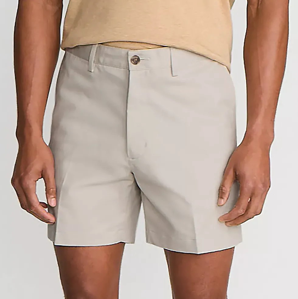 Men's No Iron 6" Comfort Waist Plain Front Chino Short