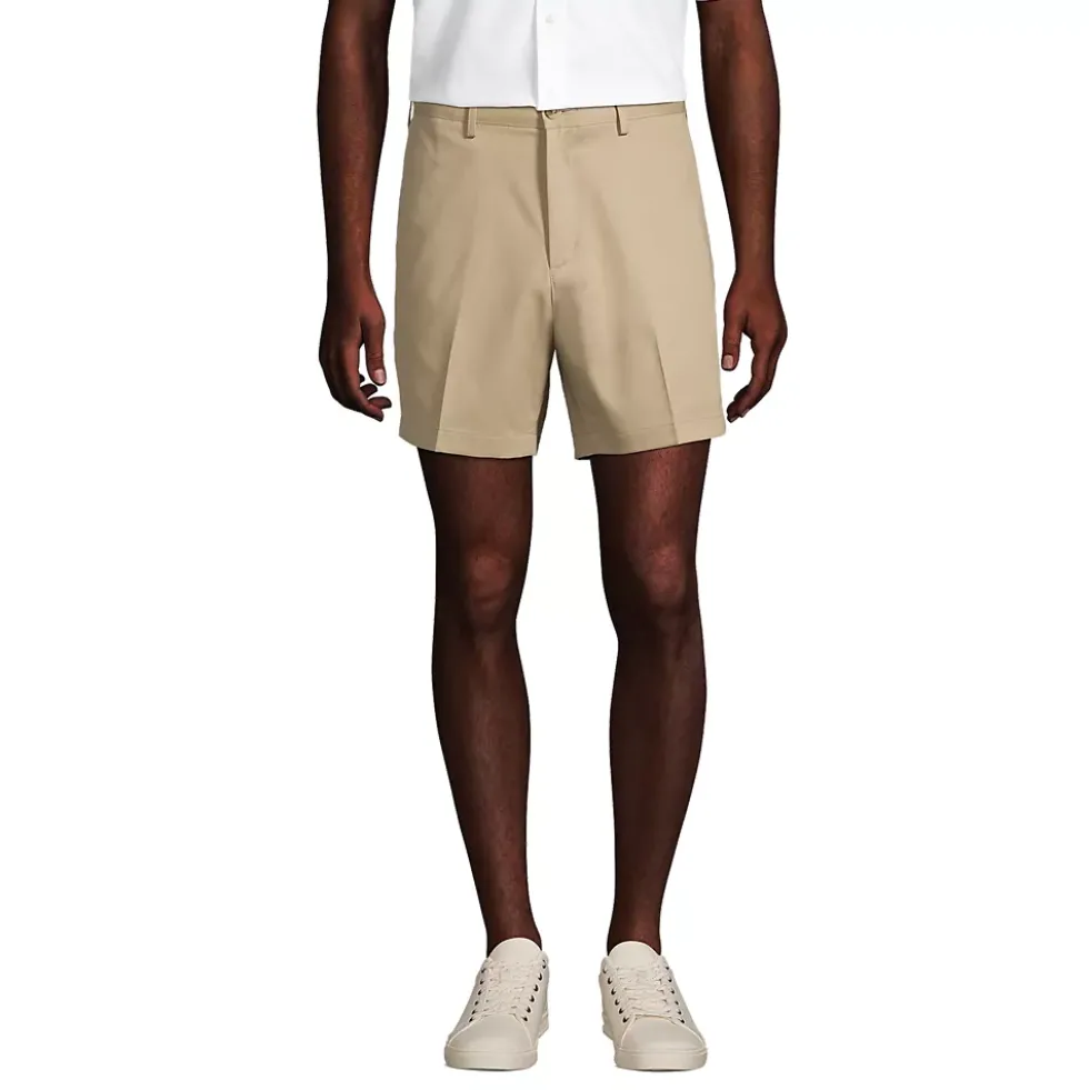 Men's No Iron 6" Comfort Waist Plain Front Chino Short