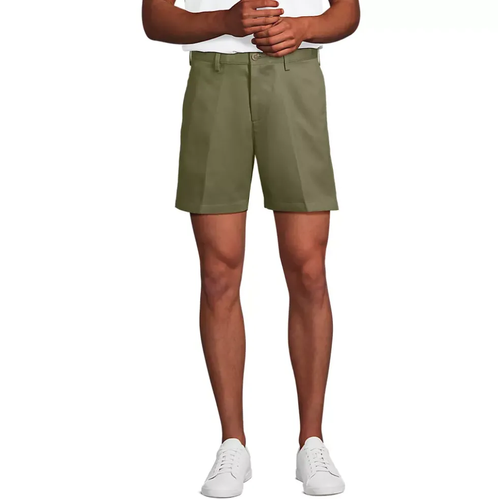Men's No Iron 6" Comfort Waist Plain Front Chino Short
