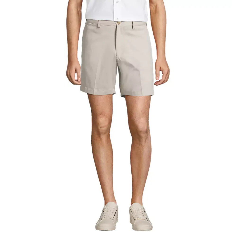 Men's No Iron 6" Comfort Waist Plain Front Chino Short