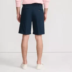 Men's No Iron 9" Comfort Waist Pleated Front Chino Short