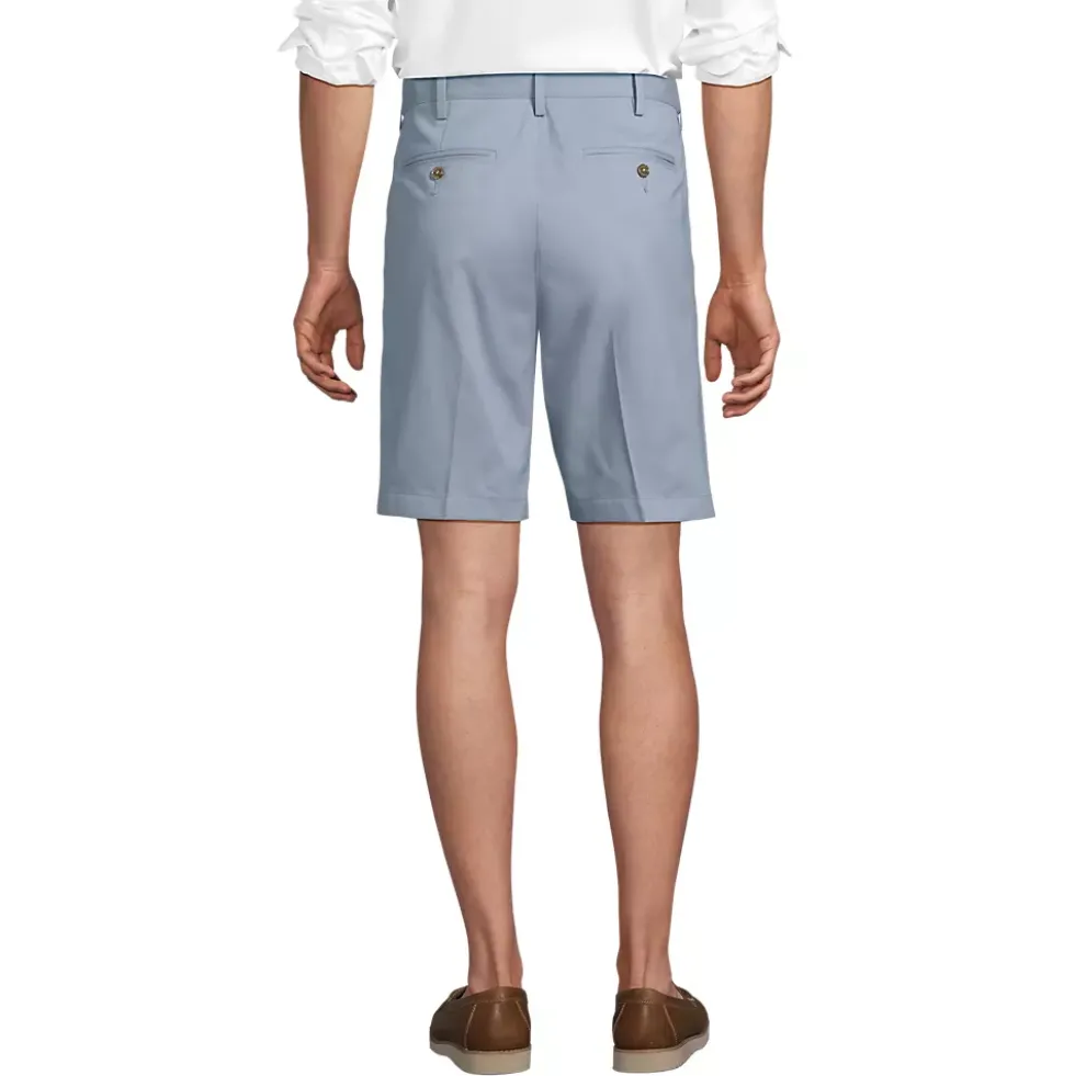 Men's No Iron 9" Comfort Waist Pleated Front Chino Short