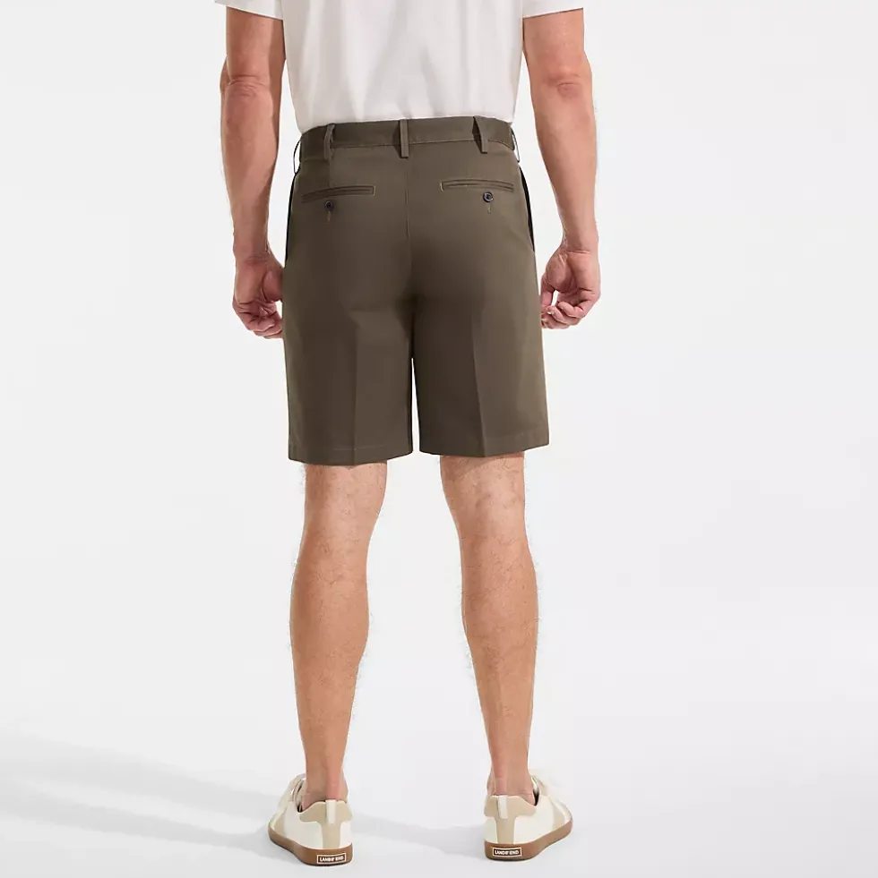 Men's No Iron 9" Comfort Waist Pleated Front Chino Short