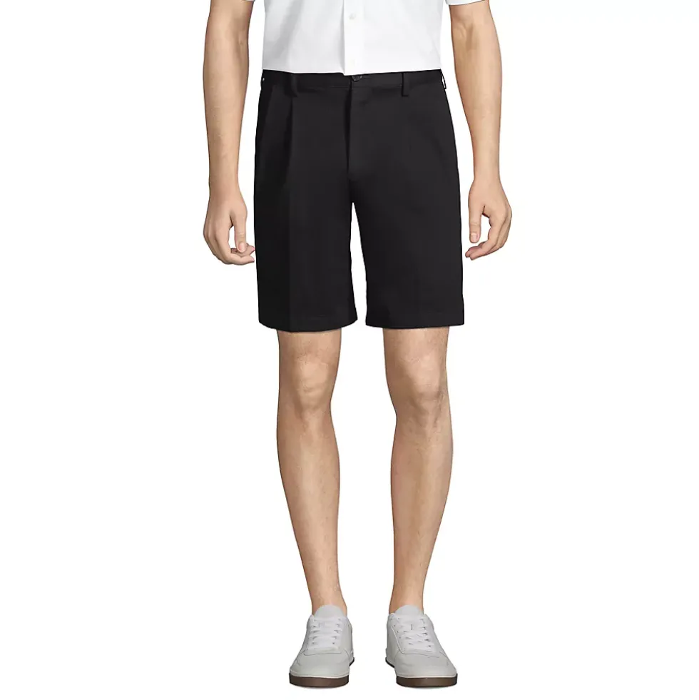 Men's No Iron 9" Comfort Waist Pleated Front Chino Short