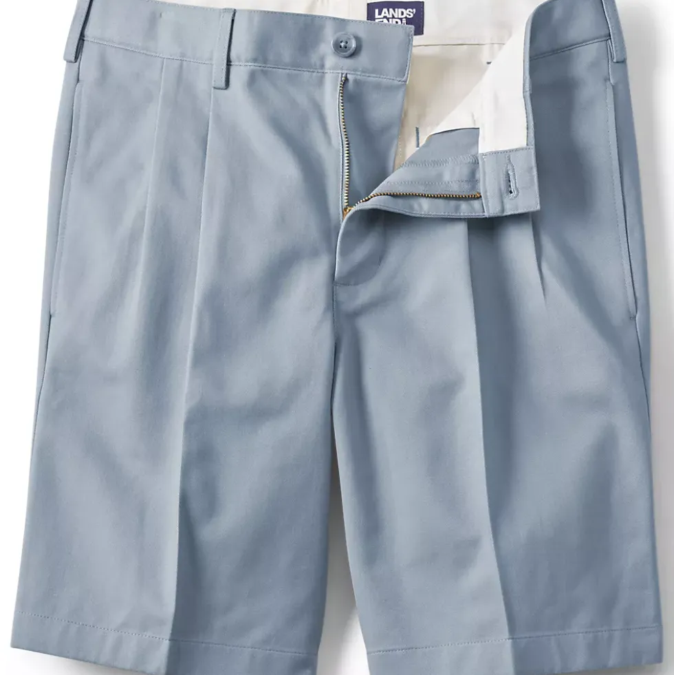 Men's No Iron 9" Comfort Waist Pleated Front Chino Short