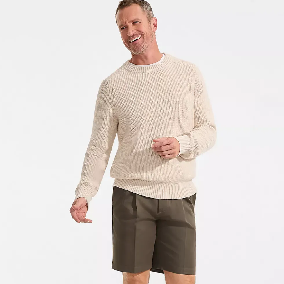 Men's No Iron 9" Comfort Waist Pleated Front Chino Short