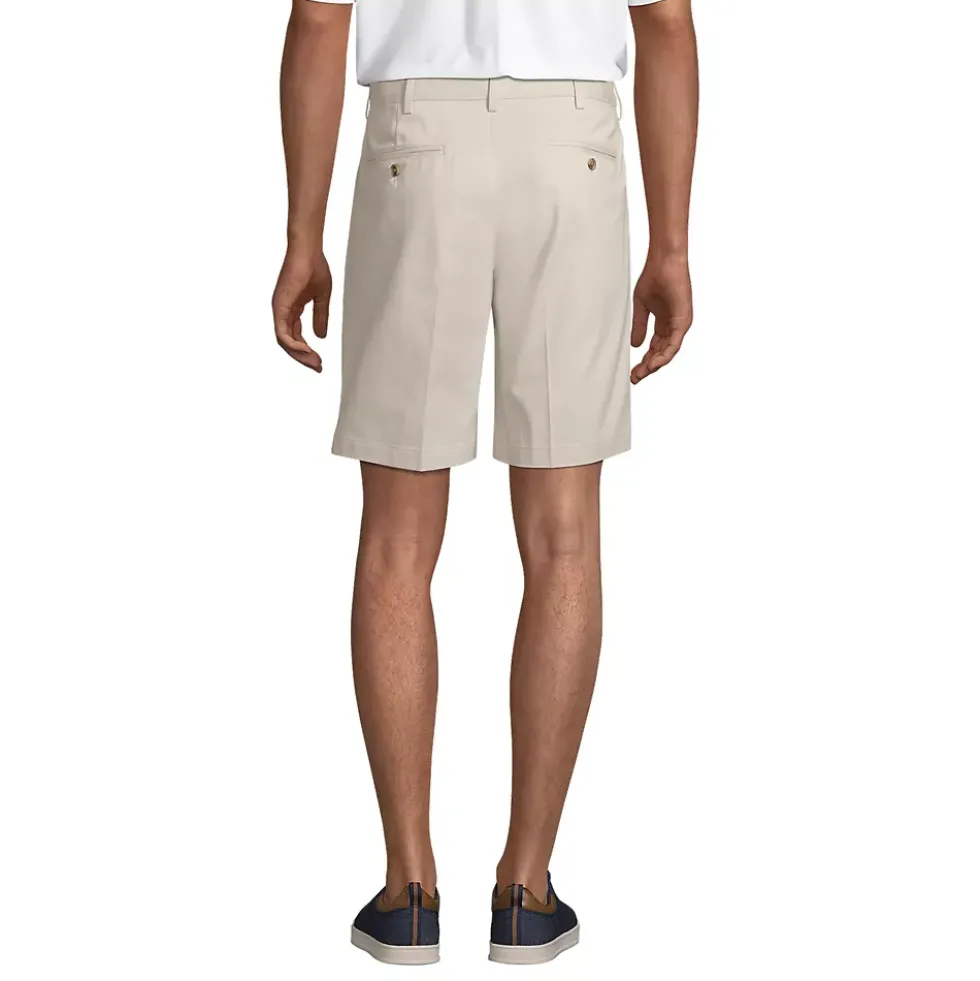 Men's No Iron 9" Comfort Waist Pleated Front Chino Short