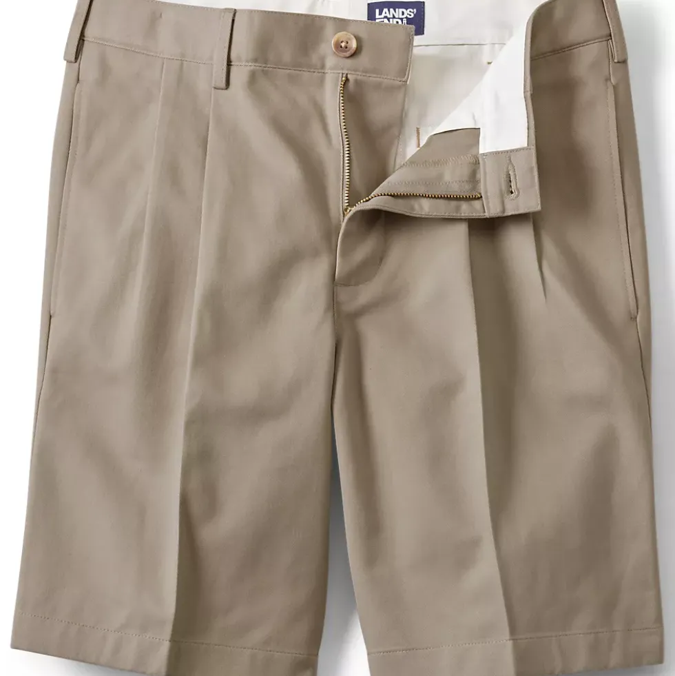 Men's No Iron 9" Comfort Waist Pleated Front Chino Short