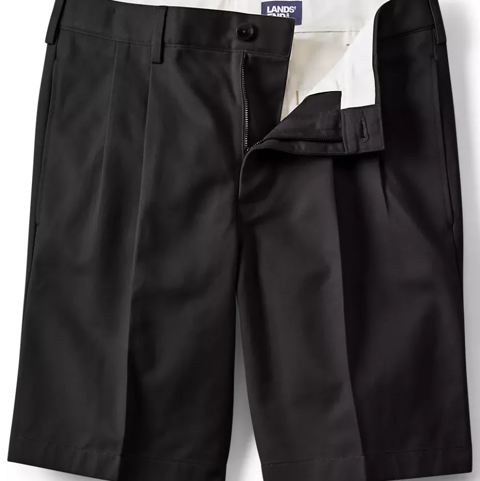 Men's No Iron 9" Comfort Waist Pleated Front Chino Short