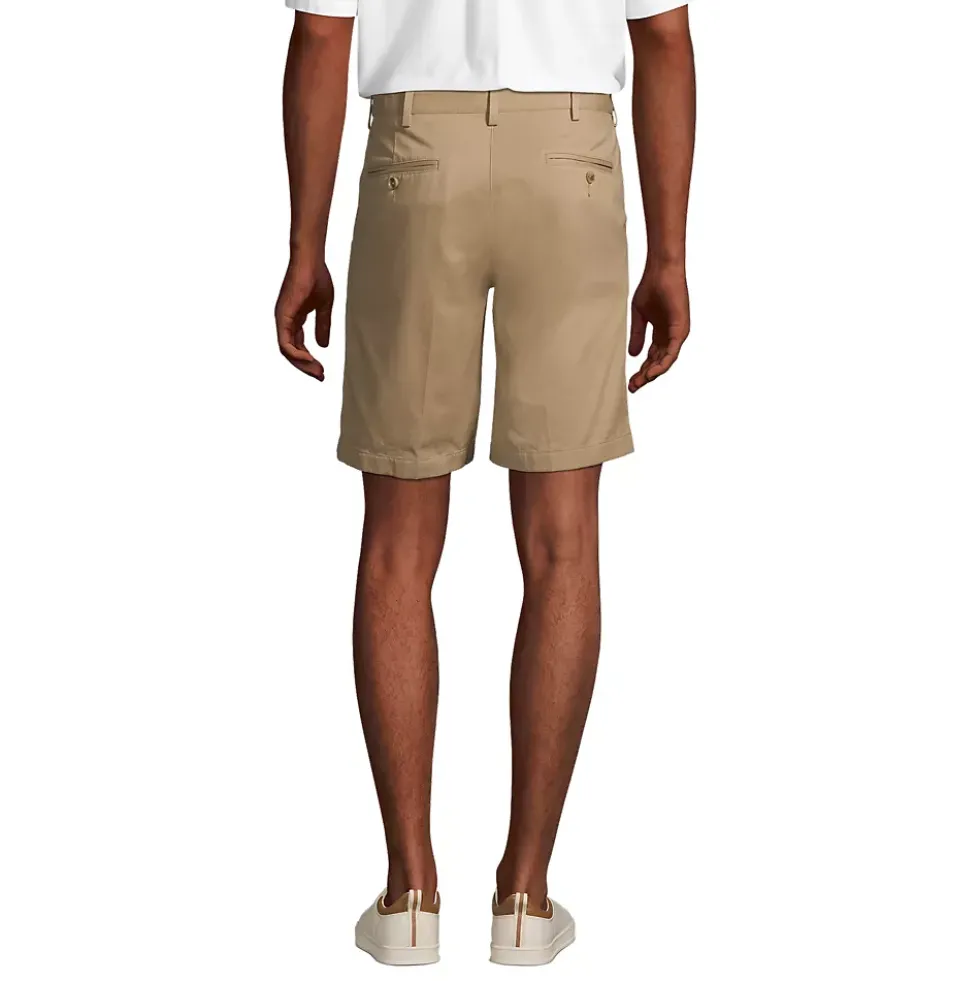 Men's No Iron 9" Comfort Waist Pleated Front Chino Short
