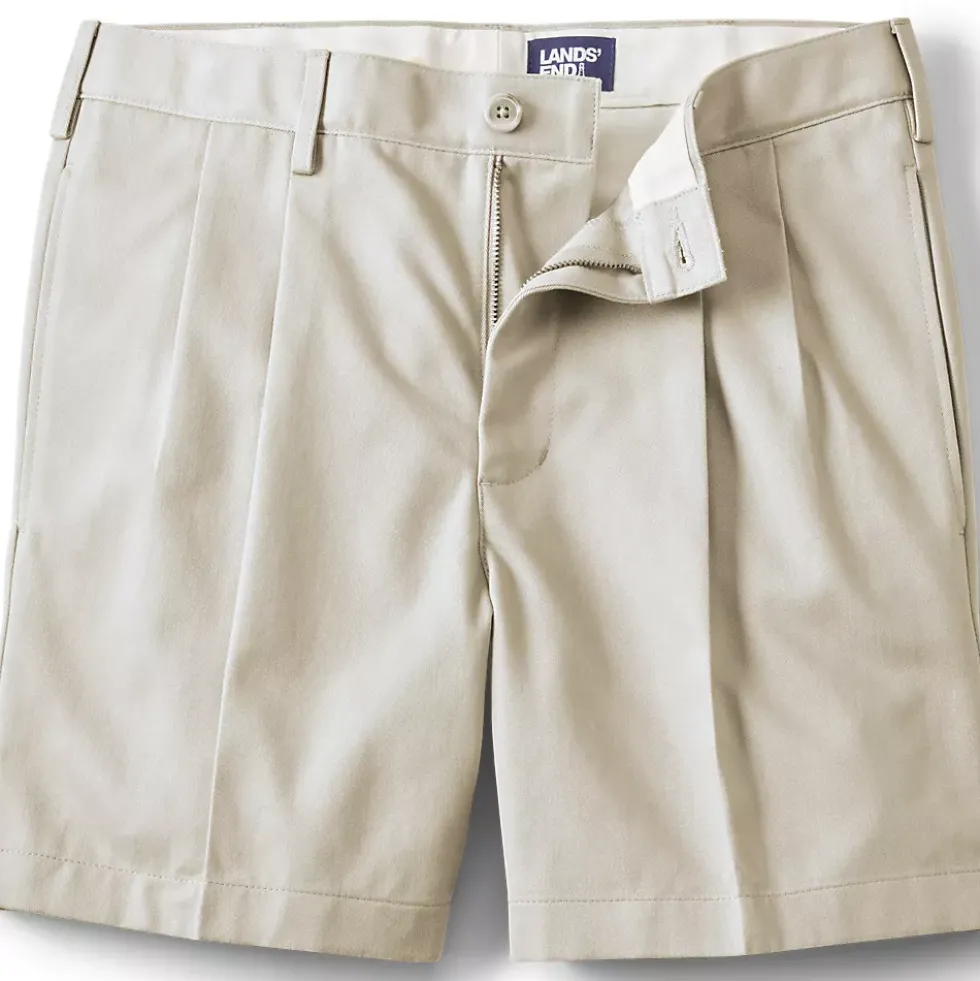 Men's No Iron 6" Comfort Waist Pleated Front Chino Short