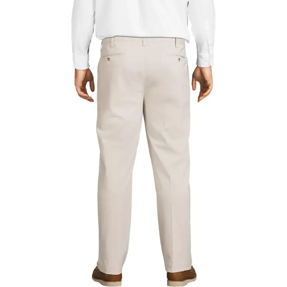 Men's No Iron Comfort Waist Traditional Fit Pleated Front Chino Pant