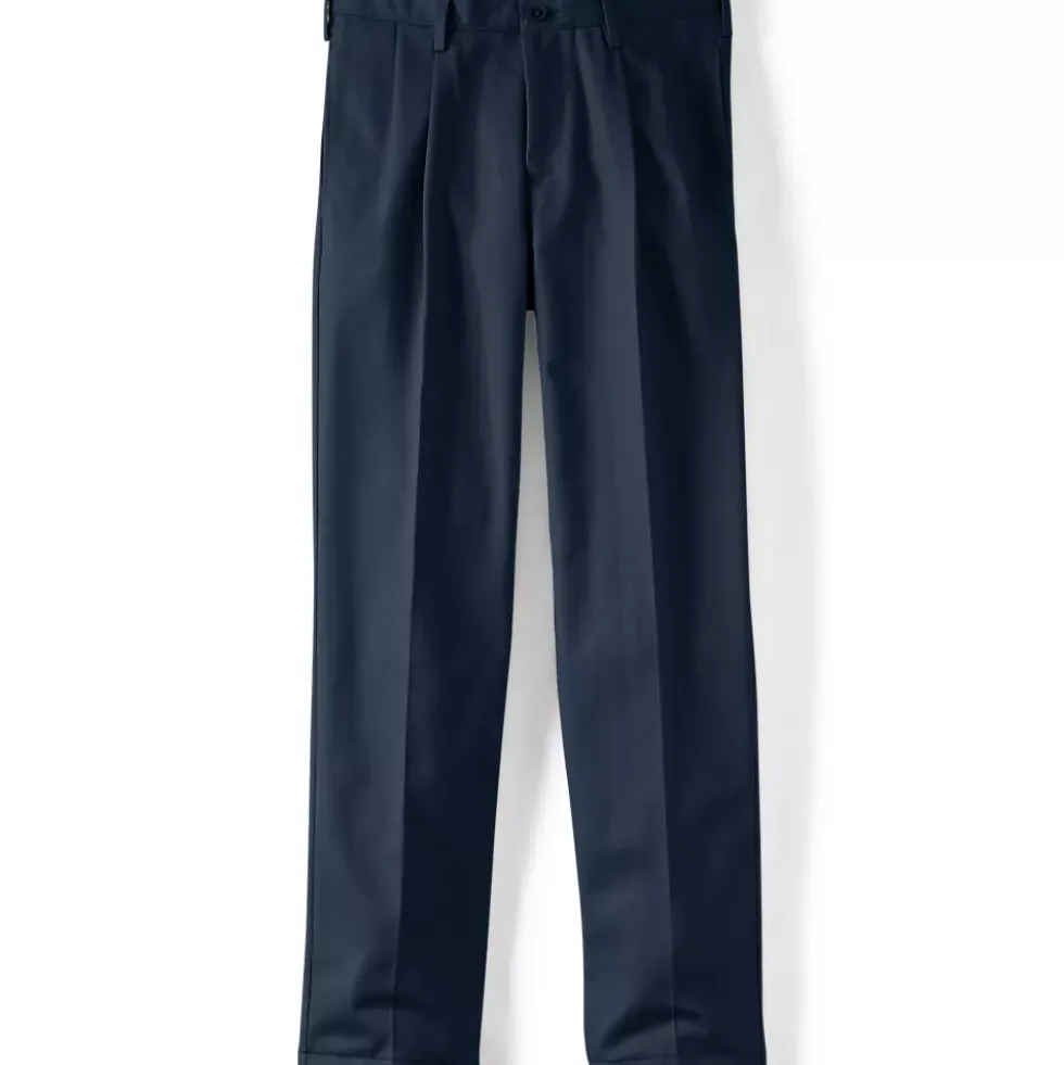 Men's No Iron Comfort Waist Traditional Fit Pleated Front Chino Pant
