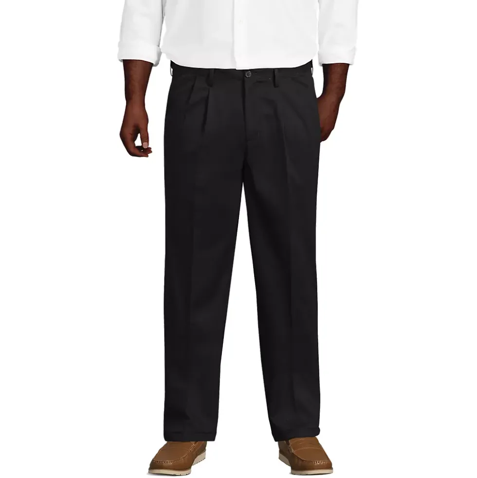 Men's No Iron Comfort Waist Traditional Fit Pleated Front Chino Pant