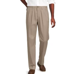 Men's No Iron Comfort Waist Traditional Fit Pleated Front Chino Pant