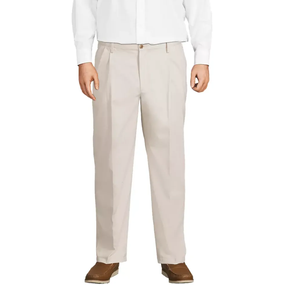 Men's No Iron Comfort Waist Traditional Fit Pleated Front Chino Pant