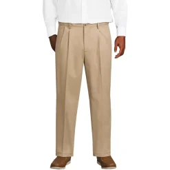 Men's No Iron Comfort Waist Traditional Fit Pleated Front Chino Pant