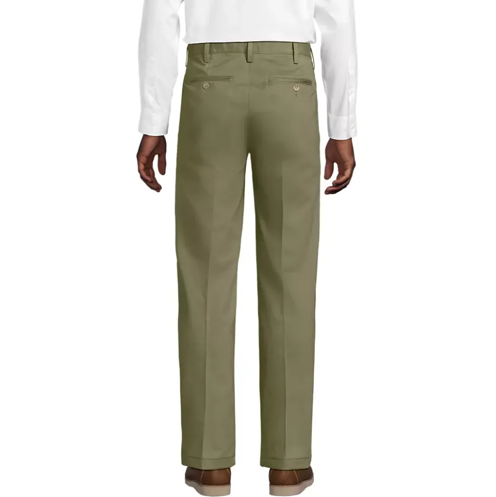 Men's No Iron Comfort Waist Traditional Fit Pleated Front Chino Pant