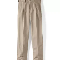 Men's No Iron Comfort Waist Traditional Fit Pleated Front Chino Pant
