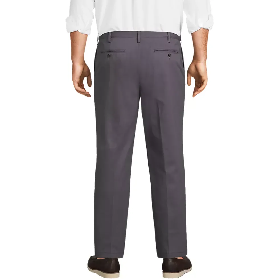 Men's No Iron Comfort Waist Traditional Fit Pleated Front Chino Pant