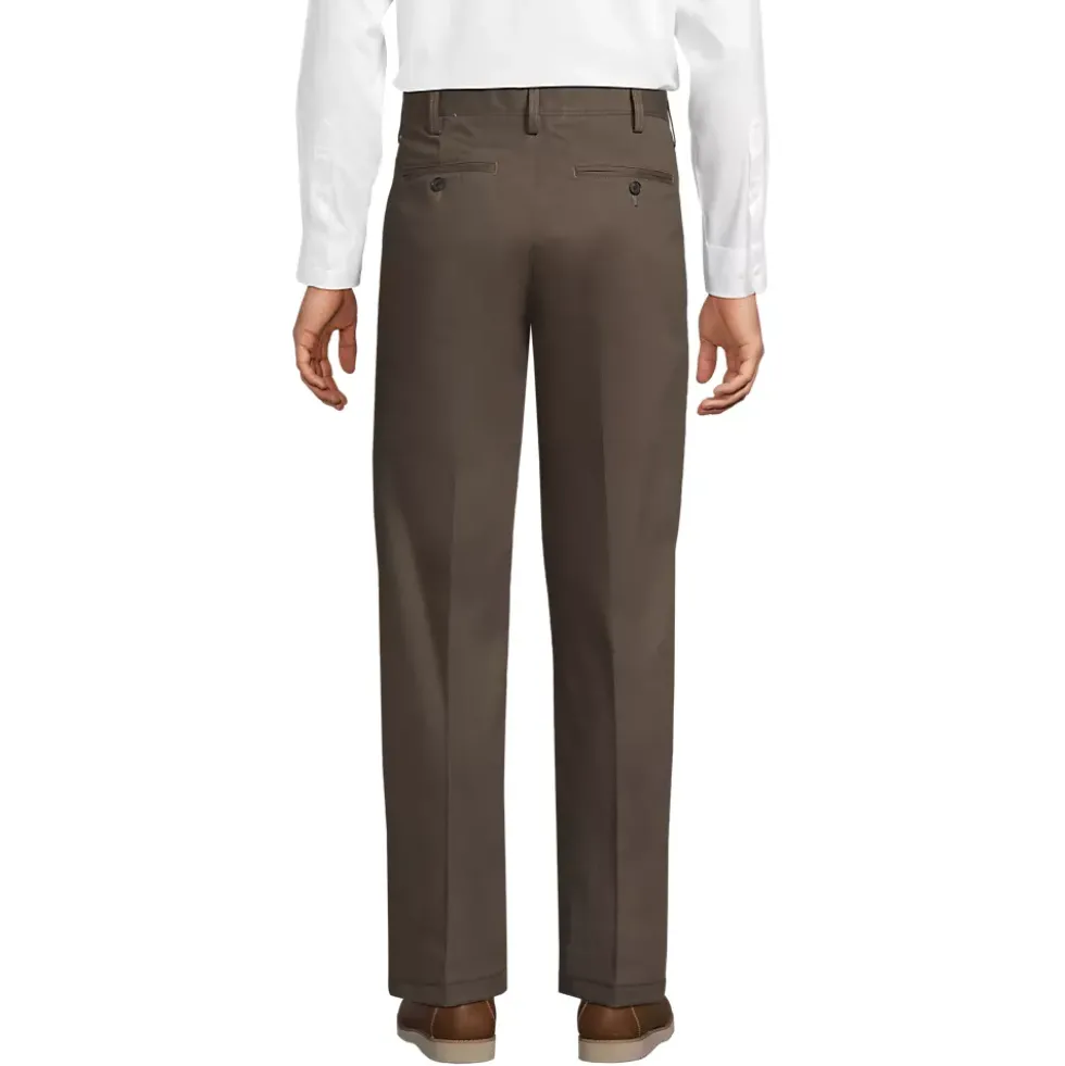 Men's No Iron Comfort Waist Traditional Fit Pleated Front Chino Pant