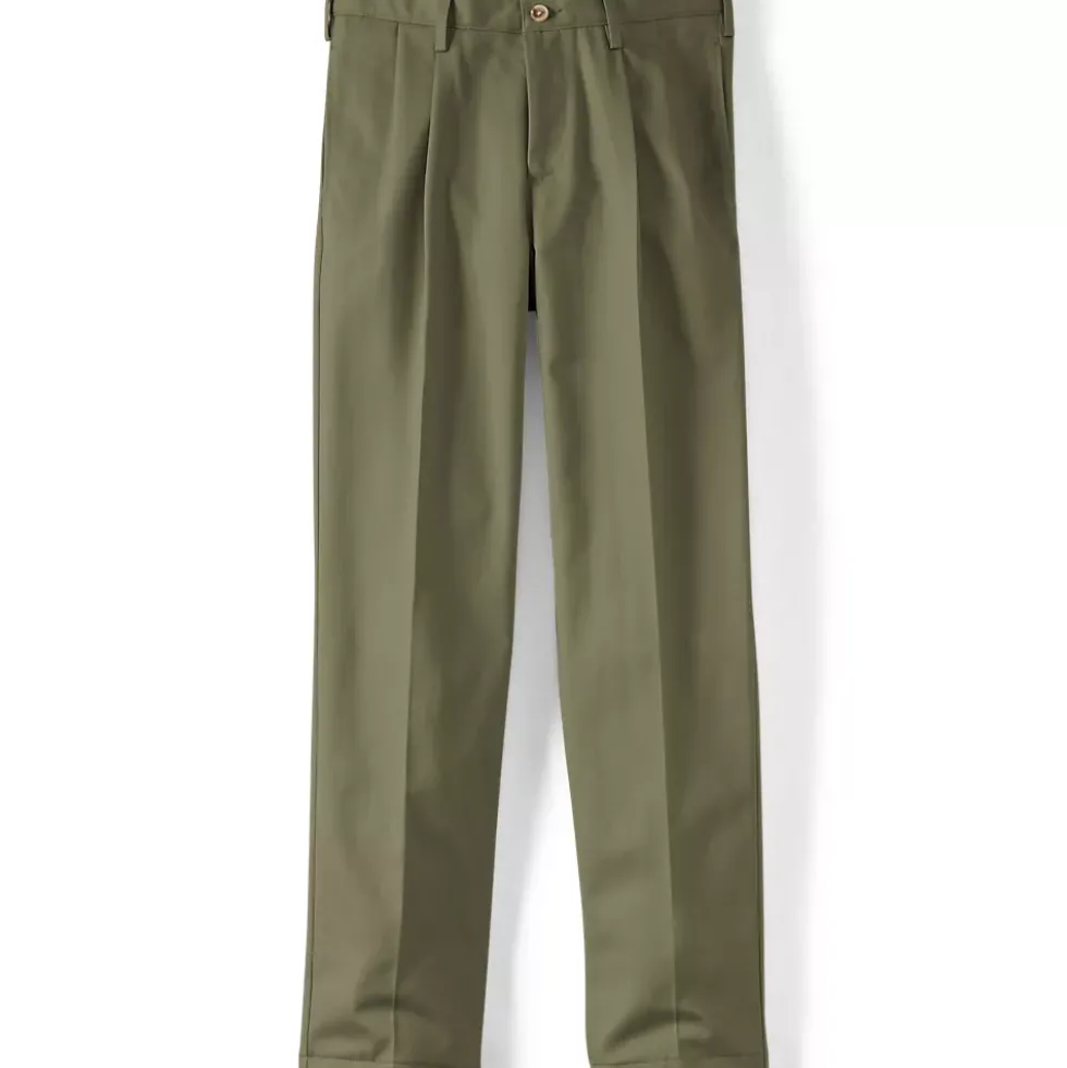 Men's No Iron Comfort Waist Traditional Fit Pleated Front Chino Pant