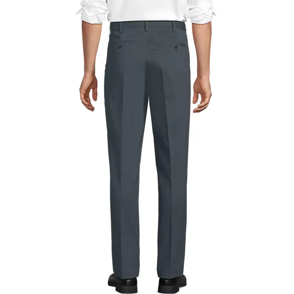 Men's No Iron Comfort Waist Traditional Fit Pleated Front Chino Pant