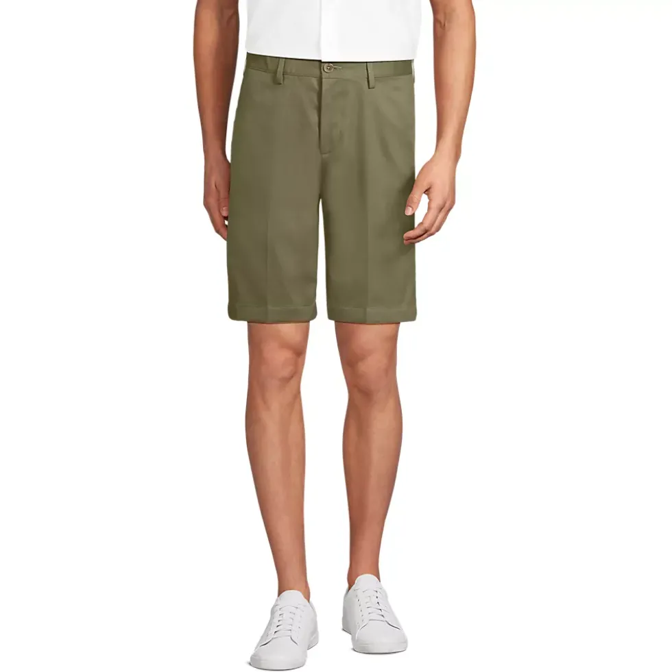 Men's No Iron 9" Plain Front Chino Short
