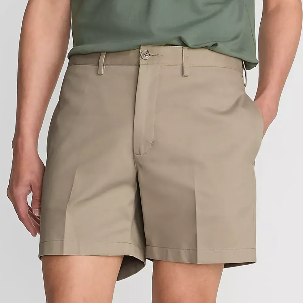 Men's No Iron 6" Plain Front Chino Short