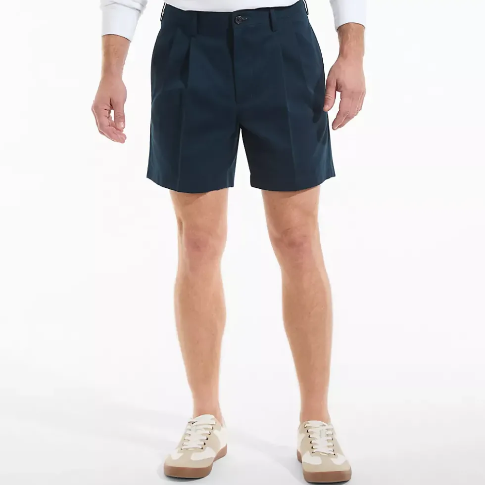 Men's No Iron 6" Pleated Front Chino Short