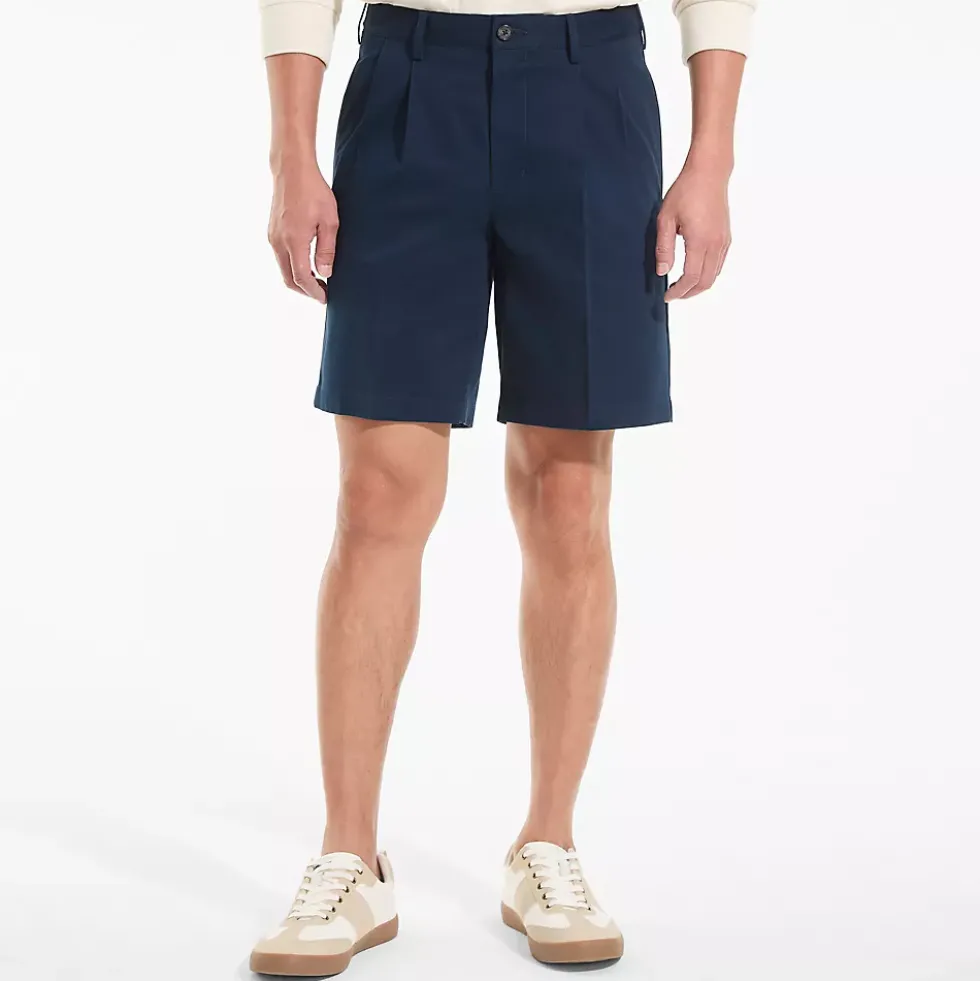 Men's No Iron 9" Pleated Front Chino Short