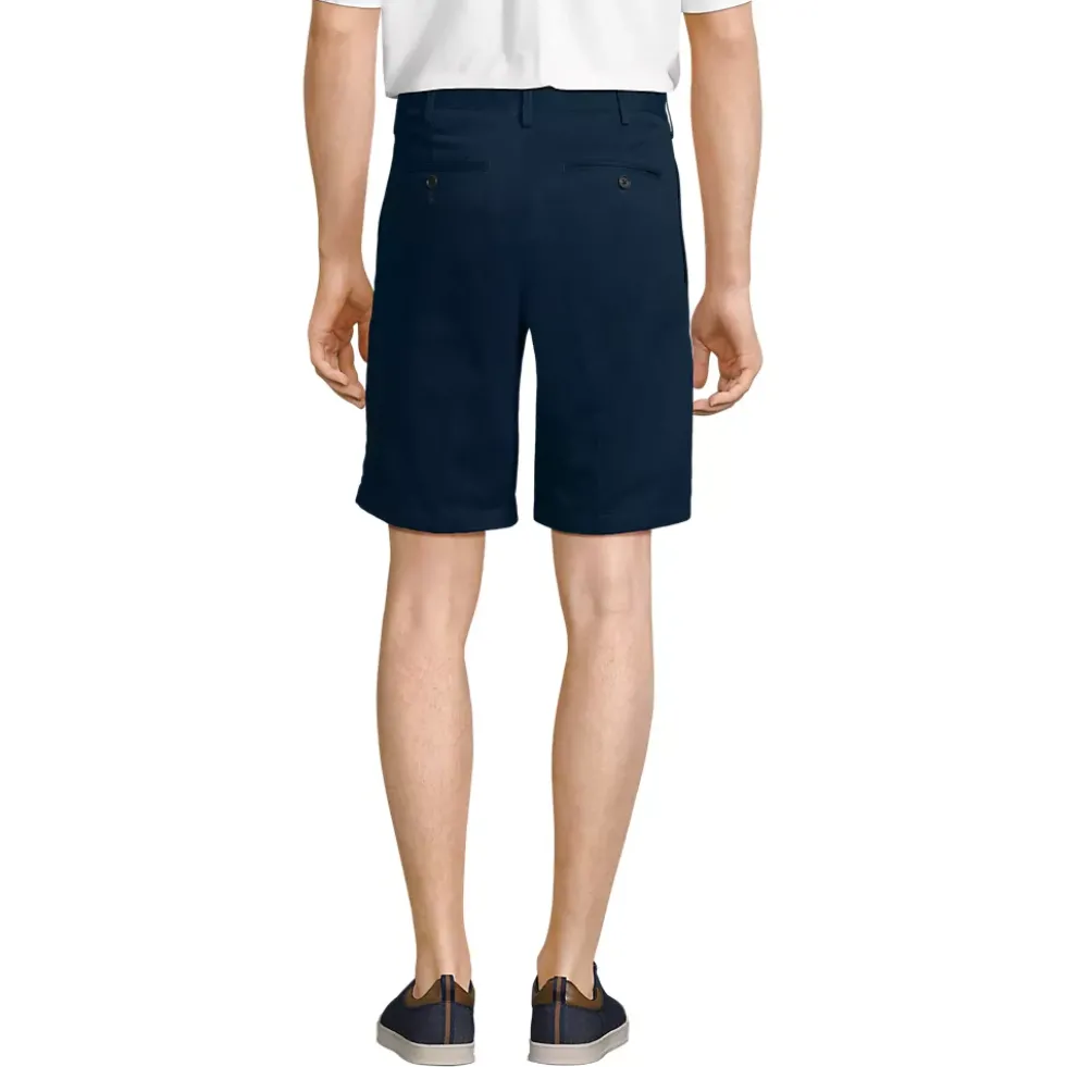 Men's No Iron 9" Pleated Front Chino Short
