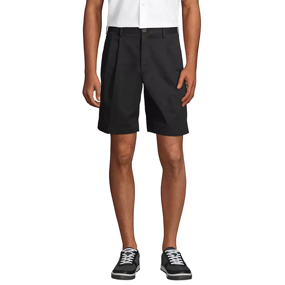 Men's No Iron 9" Pleated Front Chino Short