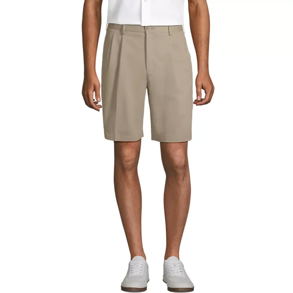 Men's No Iron 9" Pleated Front Chino Short