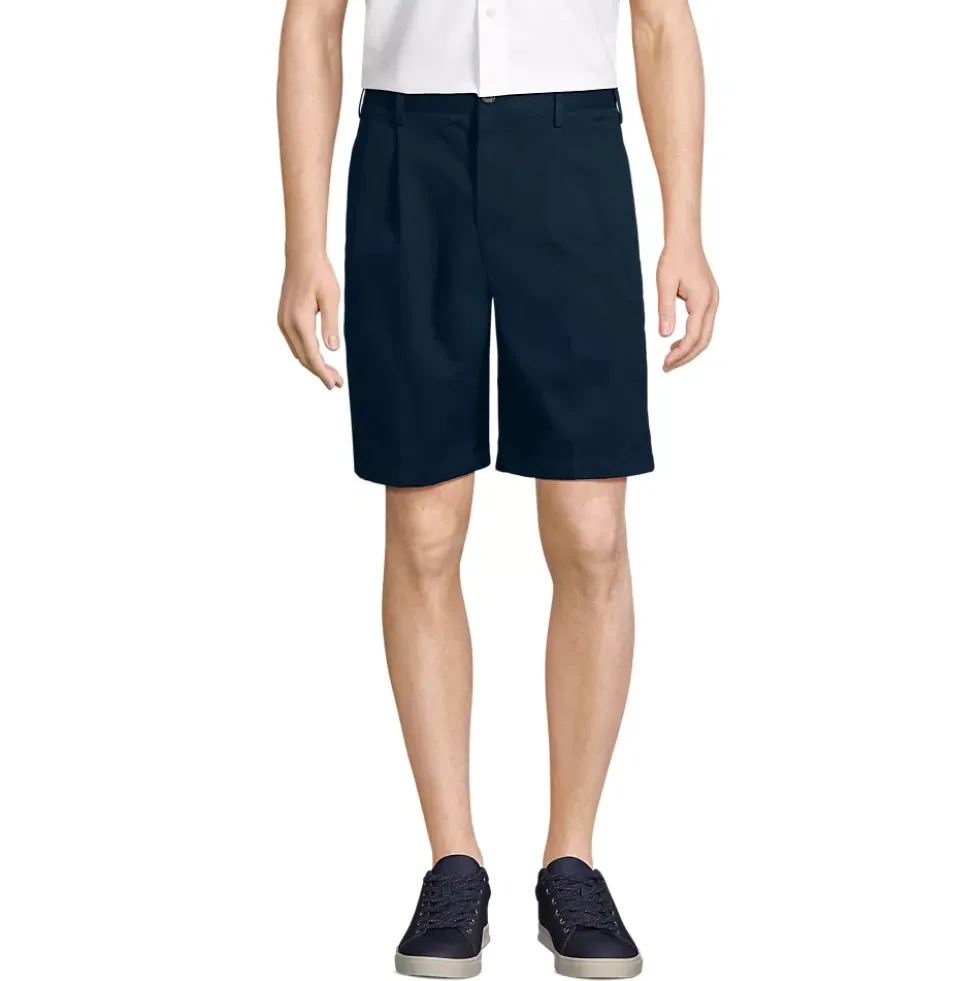 Men's No Iron 9" Pleated Front Chino Short