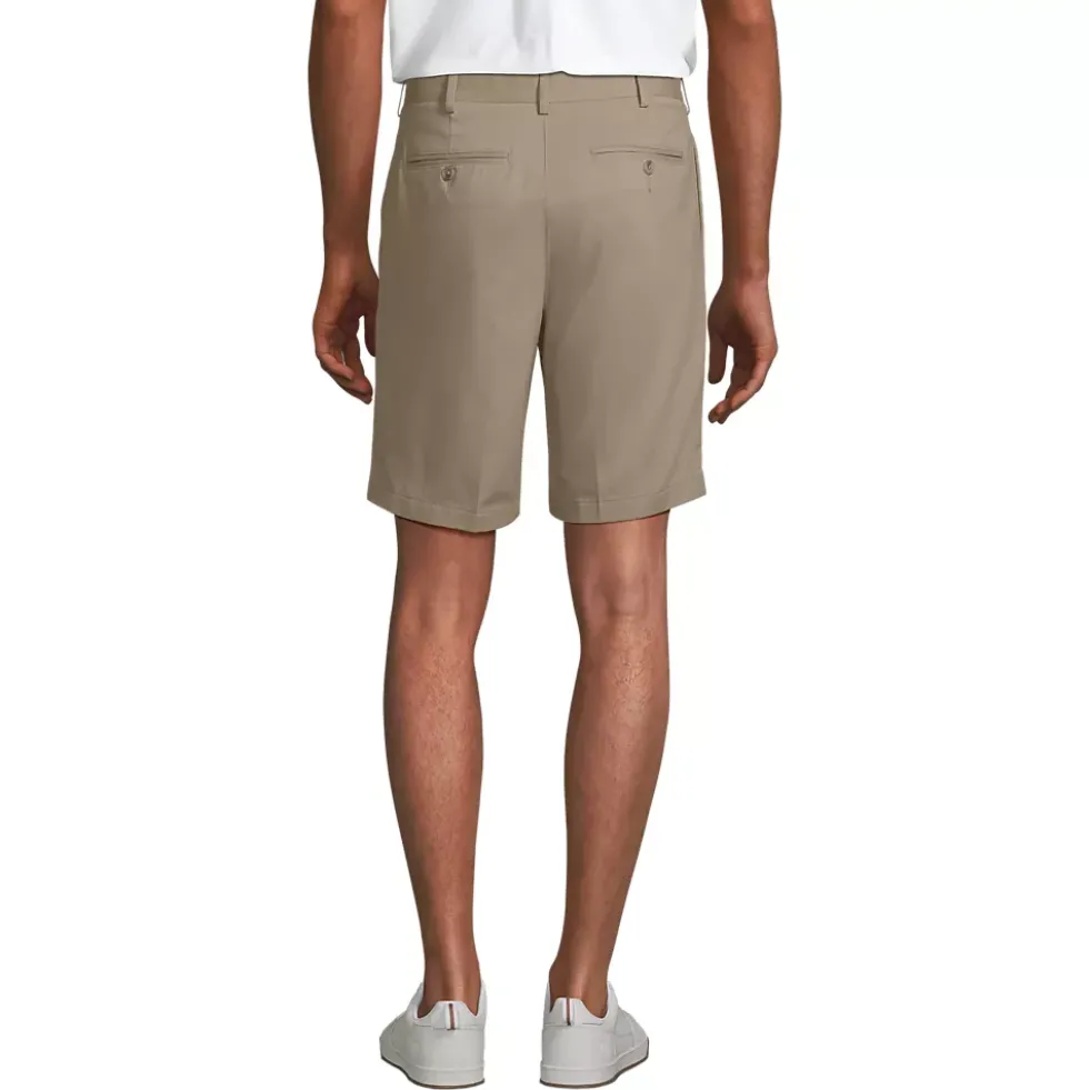 Men's No Iron 9" Pleated Front Chino Short
