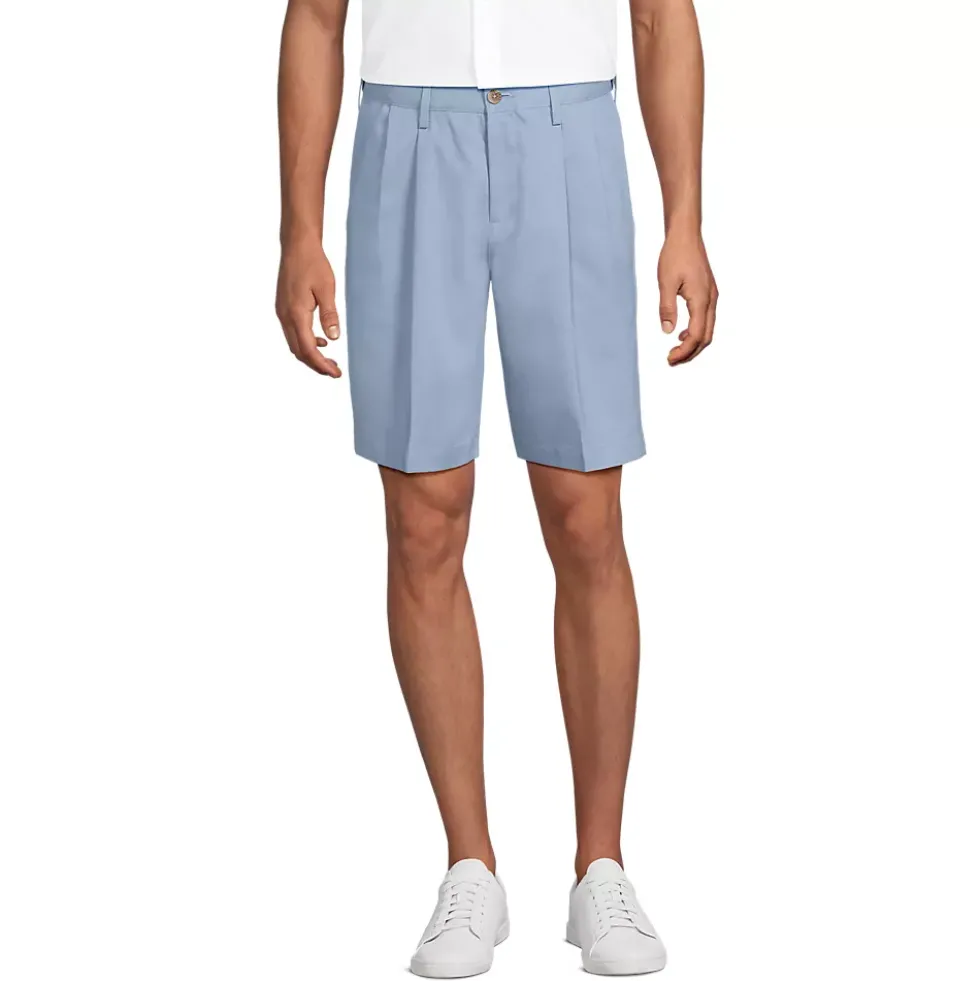 Men's No Iron 9" Pleated Front Chino Short