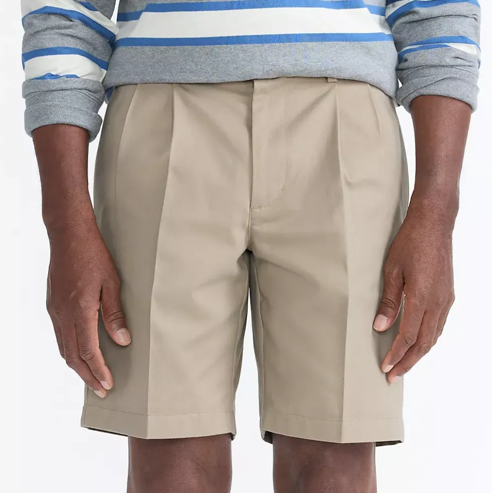 Men's No Iron 9" Pleated Front Chino Short