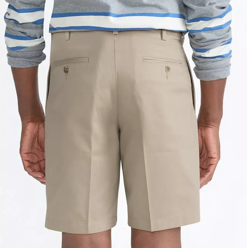 Men's No Iron 9" Pleated Front Chino Short